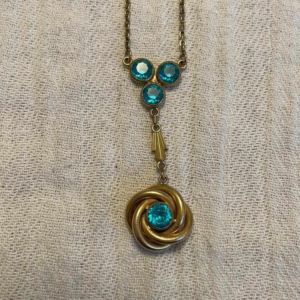 Gold and turquoise necklace - Picture 2 of 4